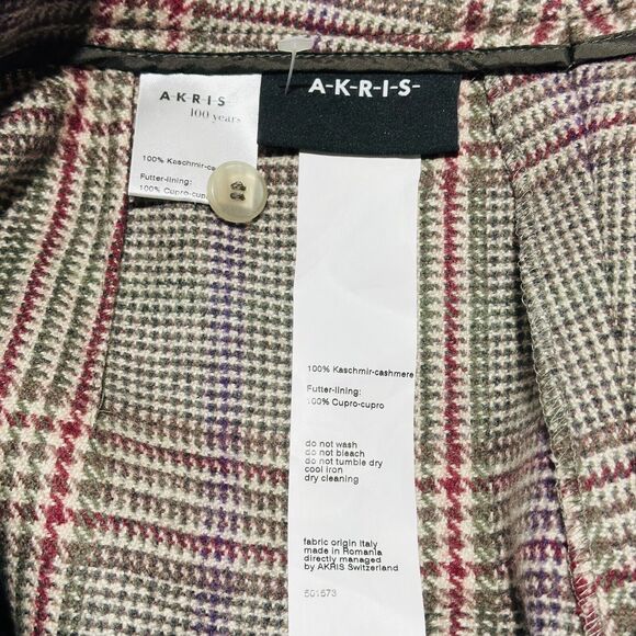 Akris Farida Pants Women's 12 Multicolor Plaid Cashmere Flared Leg NWT $2490 - Picture 4 of 9